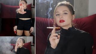 My boots are already on me and my red lipstick is on the filter