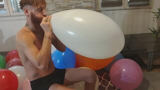 Adam blow to pop 3 balloons