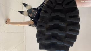 POV trampling and spitting, then slave's face and chest trample