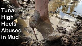 TUNA High heels in deep mud, wet high heels, ruined high heels, high heels got stuck in mud