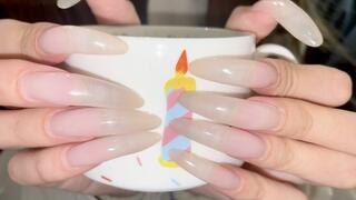 #124 - Long natural nails on cup