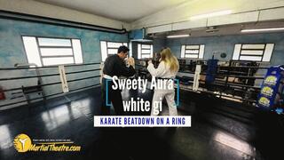 Sweety Aura white gi karate beatdown in a ring