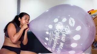 Sexy Stella Blows To Pop Your HUGE, Purple, Printed BALLOON