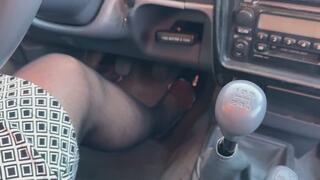 Driving In A Black & White Skirt