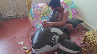 Didier puncture an orca and destroy 2 beach balloons