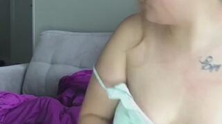 cute girl loves to smoke in the morning and her vibrator