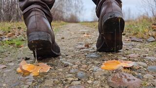 Eggs and Plushie Crush in Brown Leather Boots