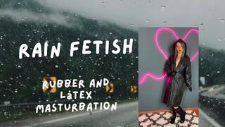 Rain suit, rubber boots and latex gloves