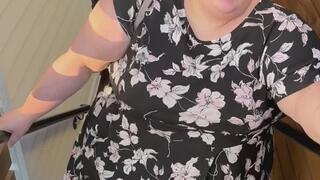 HUGE lazy fatty WADDLES around, STRUGGLES up staircase — SSBBW Marigold — immobile feedee too fat to move