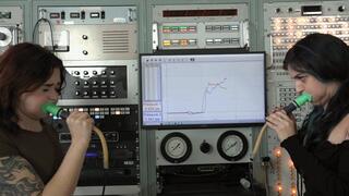 Mia and Rae Stretch Out Their Faces and Test Their Blowing Pressure (MP4 - 720p)