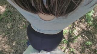 Groping Hot Brunette in Leggings in the Park till Cum