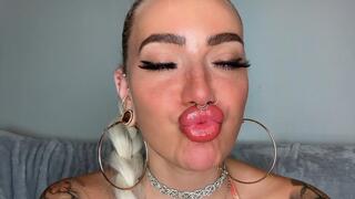 Lip smelling sniffing challenge big fake lips bimbo