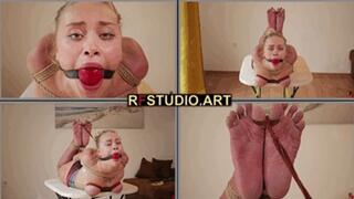 Sunmari - Tight Rope Hogtie with Tied Tits and Massive Ballgag (UHD 4K MP4)