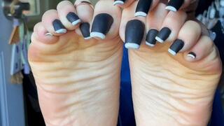 Black matte French pedicure oily JOI Countdown