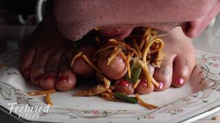 You're a dog so you'll eat at my feet like one