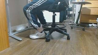 Nylons Shoeplay stockings strip and CUM show at end