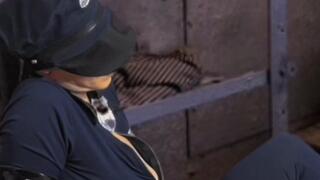 Foot smelling hand job and foot worship starring @Latinasolez_ (scene from Beverly heels Cop)