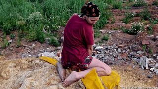 Real barefooter Marina shows off her stone soles and walks around the construction site, barefoot of course (part 4 of 4)