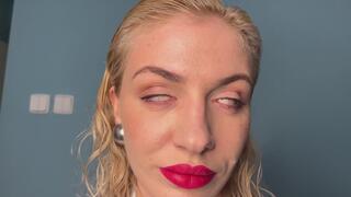 Sexy blonde rolls her eyes