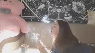 SMOKING YULIANA LYING ON FACE