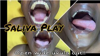 Saliva Play Mouth Tour Mouth Sound All in one video With Rowanie playing with her Saliva while showing off her Big Teeth Saliva pouring down her Throat HD