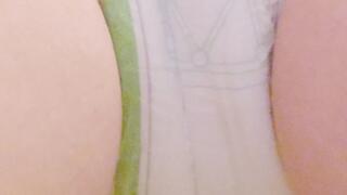 Peeing closeup in huggies pullup and cumming