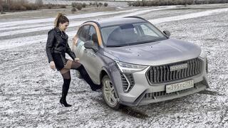 Irina tights white jacket boots stuck in the snow mud at HAWAL_1080_full video 20 min