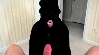 Only Mouth Visible: All-Black Fetish Blowjob N Post Cum Play