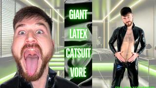 Giant latex catsuit vore