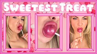 Sweetest Treat 720MP4 - Pretty Goddess licks and sucks on a lollipop with her big full lips , teasing you with her pretty face and lips