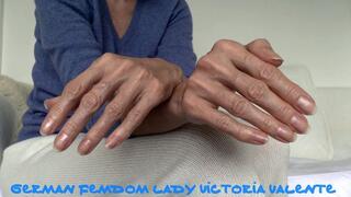 Lady Victoria Valente - Cashmere outfit, beautiful hands, short fingernails, close-ups, Joi