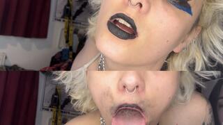 fuck my lipstick off my mouth with your cock sloppy blowjob lipstick fetish deepthroat gothic mouth fetish long tongue fetish glitterqueen1999
