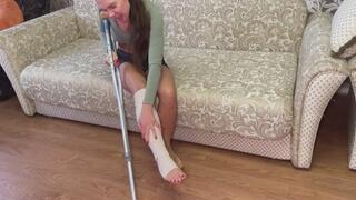 going down stairs with crutches