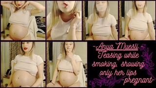Anya Muesli - Teasing while smoking, showing only her lips