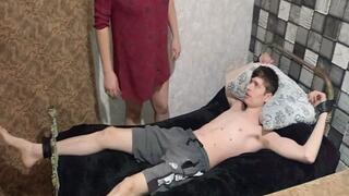 Chained to the bed for tickling MP4