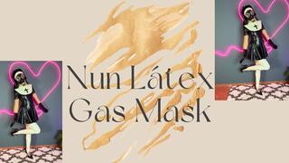 gas mask and latex nun