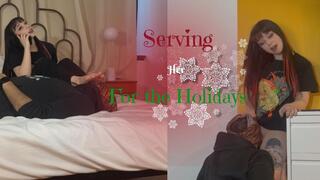 Serving Her For the Holidays | Goddess Ditria Rose's slave minimizes her Christmas stress from a phone call with foot domination and pussy worship!