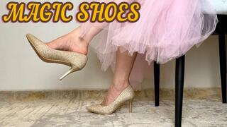 PINK FAIRY PLAYS WITH HER FEET IN SHINY MAGICAL SHOES 4K
