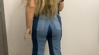 SUPER HOT BLONDIE Farting in TIGHT blue jeans'