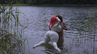 Swimming with love doll