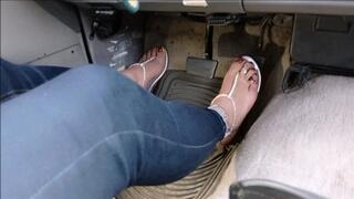 Driving silver flat sandals