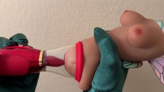 Using a Sucking Pumping Licking and Vibrating Toy on Fairy Onahole [Sex Toys, Pumping, Sucking, Licking, Oral, Penetration, Size Difference]