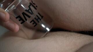 Lilith fogging up a glass with her farts