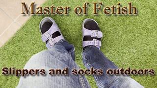 Slippers and socks outdoors