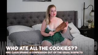 Who ate all the Cookies? Mrs Claus Spanks a Confession out of the usual suspects- HD 1080p M4v Female-male Spanking