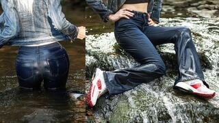 Soaking my Vevet Denim jeans in waterfall + wet river walk