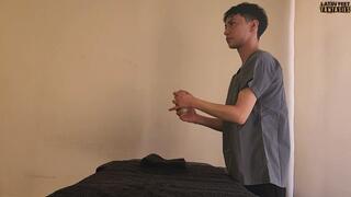Handsome muscular straight guy comes for a massage and I take advantage of his trust