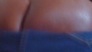 Ebony BBW Goddess Silk Teases in Demin Jeans Ass Crack and Tits