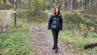 girl in ankle boots wants to climb a mountain but it's too dirty and slippery, she slides (re-release)