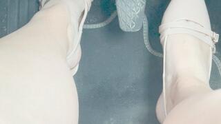 Nude Tights, Nude Slingback Shoes Pedal Pumping